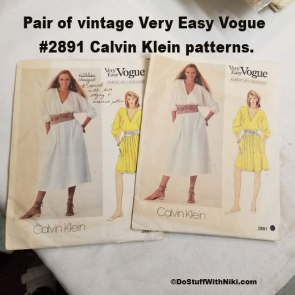 Pair of vintage Very Easy Vogue #2891 Calvin Klein patterns. Pat010 - Picture 1 of 6